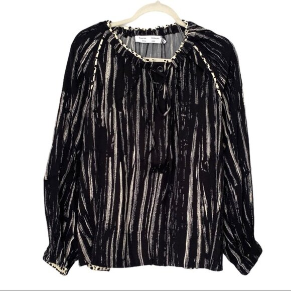 $375 PROENZA Schouler PRINTED GEORGETTE LONG SLEEVE TIE NECK BLOUSE * US 10 - Picture 2 of 7